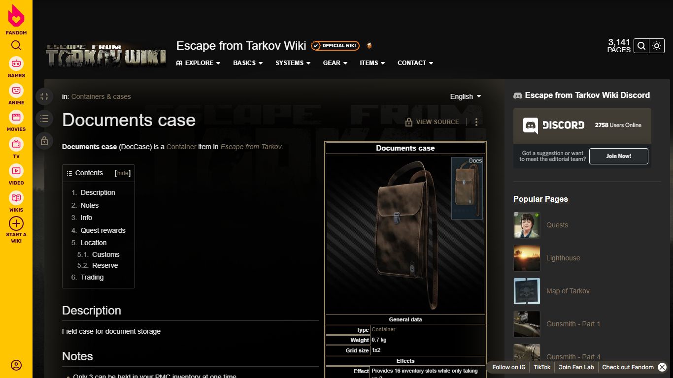 Documents case - The Official Escape from Tarkov Wiki